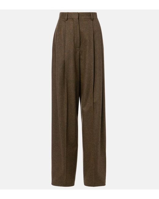 Loro Piana Brown Kurt Wool And Cashmere Wide-Leg Pants