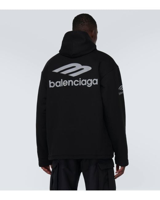 Balenciaga Black 3b Sports Icon Cotton Fleece Hoodie for men