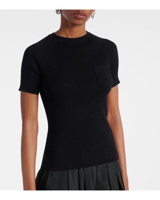 Max Mara Black Berlino Ribbed-Knit Cotton Top