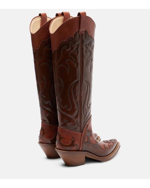 Gabriela Hearst Brown Capitana Leather Cowboy Boots