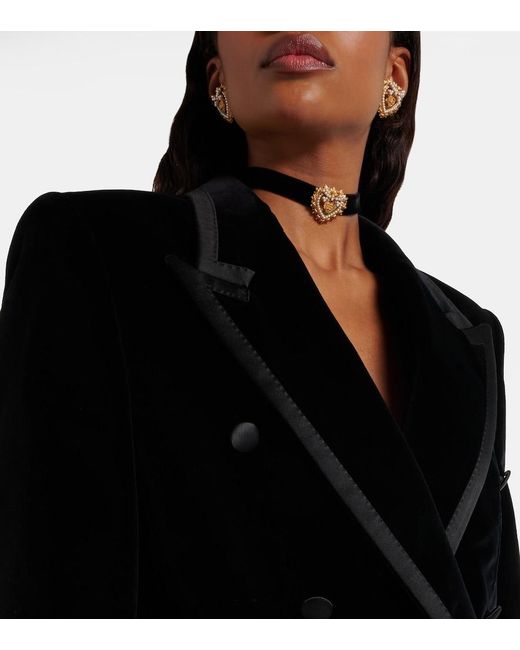 Dolce & Gabbana Black Cotton-Blend Velvet Tuxedo Jacket
