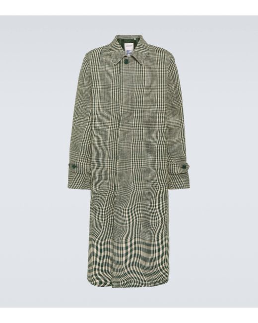 Burberry Green Checked Silk And Cotton-blend Car Coat for men