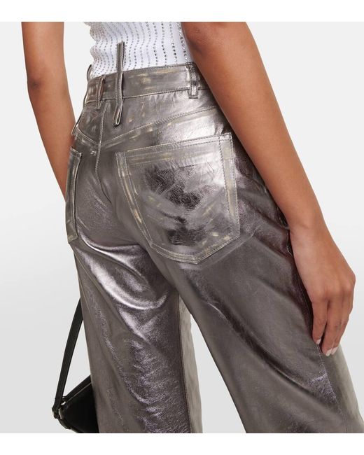 Pantaloni in pelle metallizzata di The Attico in Gray
