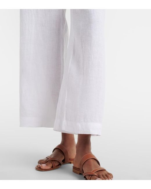 Velvet White Lola Linen Wide-Leg Pants