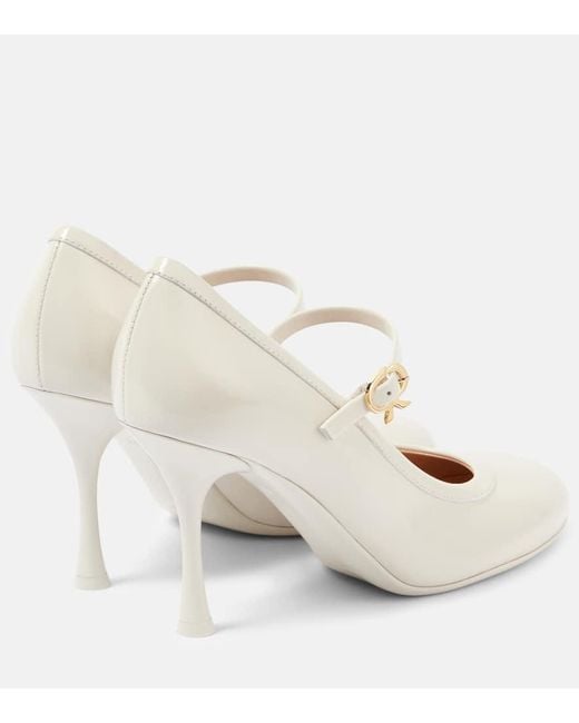 Gianvito Rossi White 85 Patent Leather Mary Jane Pumps