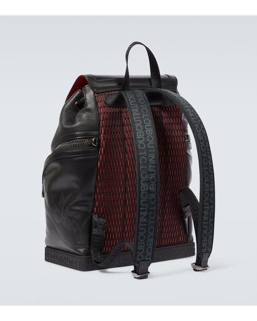 Christian Louboutin Black Explorafunk Logo Leather Backpack for men