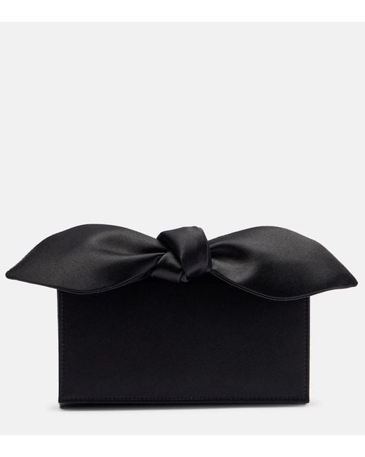 Aquazzura Black Bow Tie Mini Satin Clutch