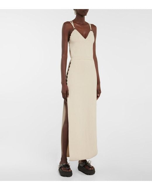 Rabanne White Embellished Knit Midi Dress