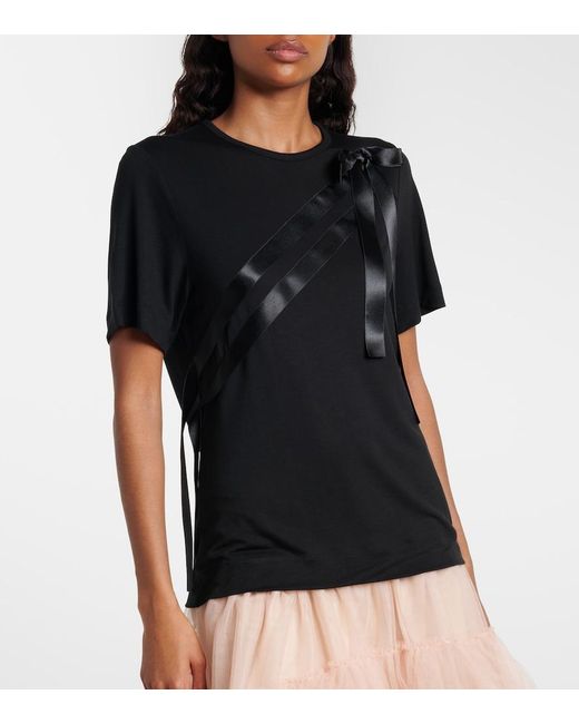 Simone Rocha Black Bow-Detail Jersey T-Shirt
