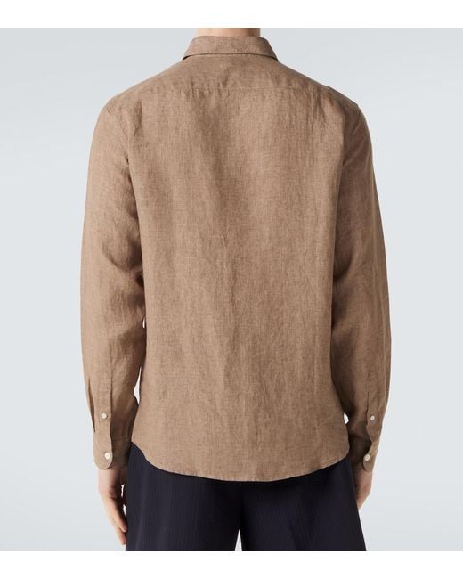 Sunspel Brown Linen Shirt for men