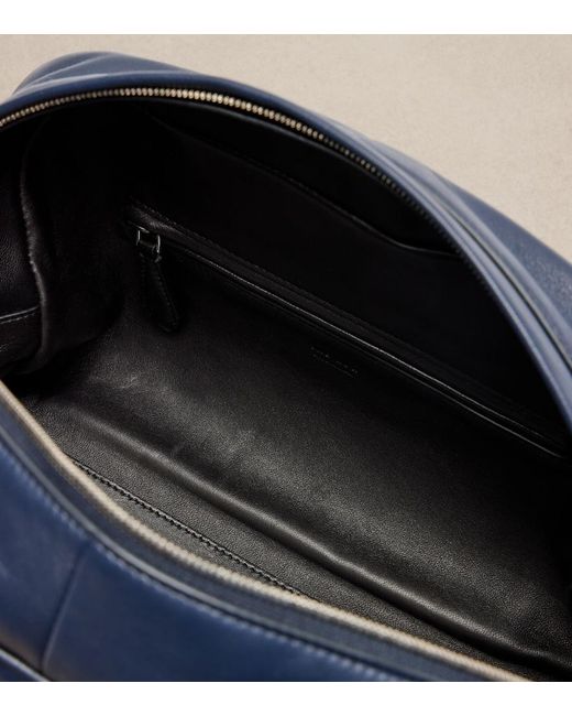 The Row Blue Leila Small Leather Clutch