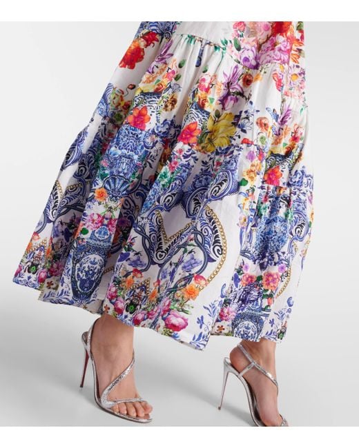 Robe longue en coton a fleurs Camilla en coloris White