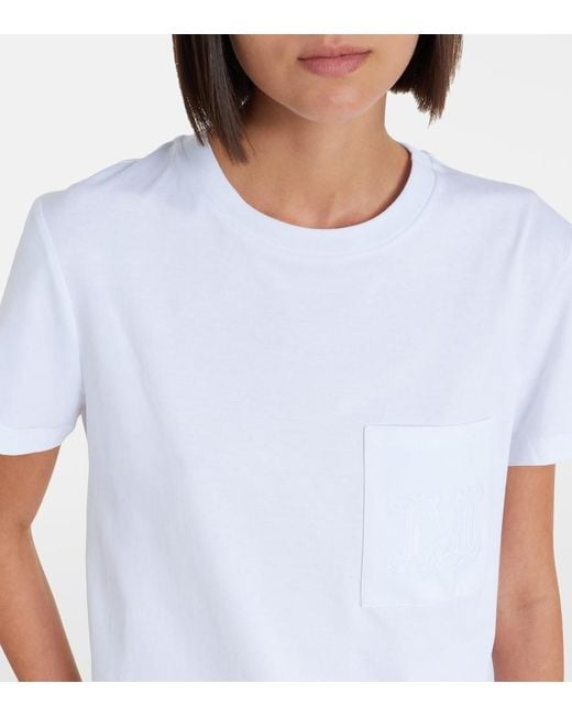 Max Mara White Monogram Cotton Jersey T-Shirt