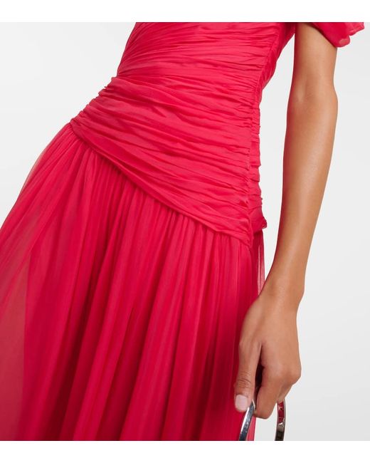 Vestido de fiesta de chifon de seda Oscar de la Renta de color Pink