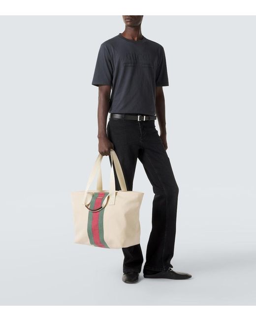 Gucci White Positano Medium Canvas Tote Bag for men