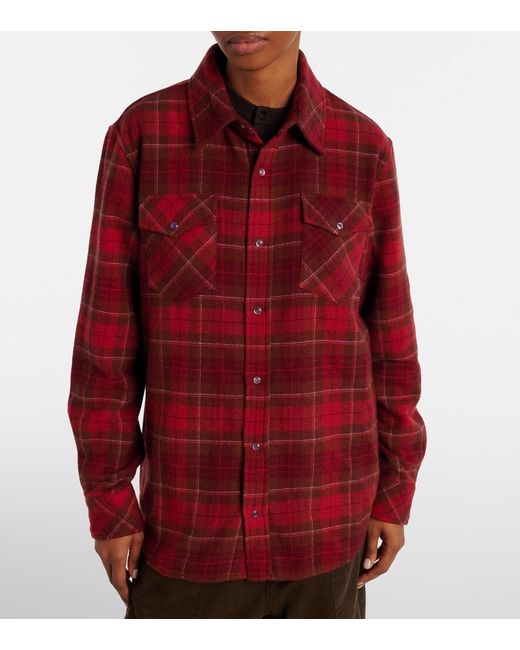 God's True Cashmere Red Love Tartan Cashmere Shirt With Amethyst