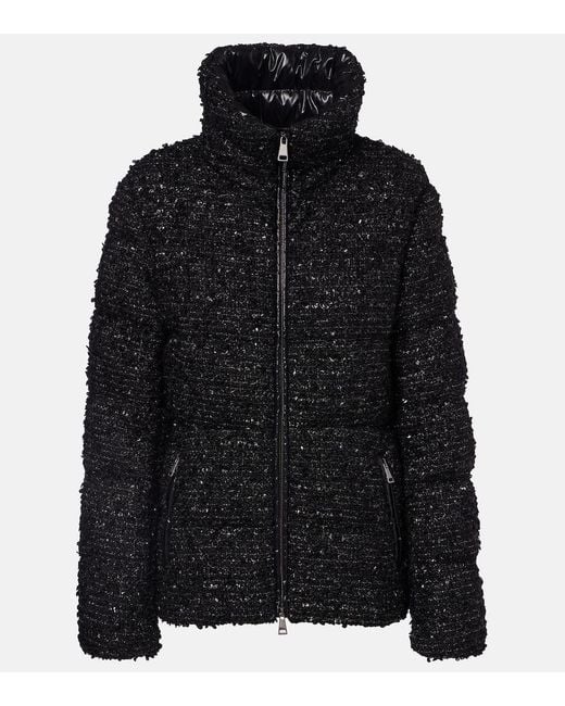 Moncler Black Urbel Tweed Down Jacket
