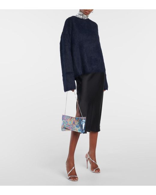 Christian Louboutin Blue Loubitwist Snake-Effect Leather Clutch