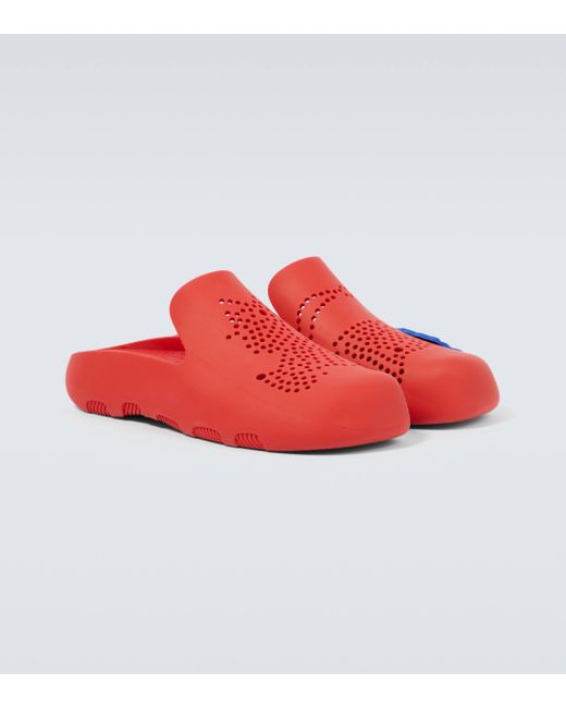 Burberry Red Ekd Rubber Clogs for men