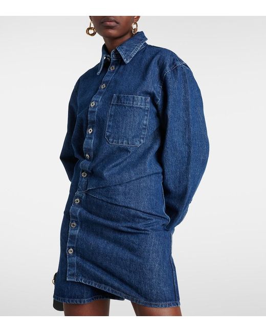 Off-White c/o Virgil Abloh Blue Asymmetric Denim Shirt Dress