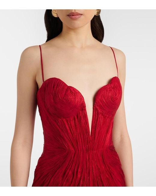 Maria Lucia Hohan Red Cecilia Draped Silk Gown