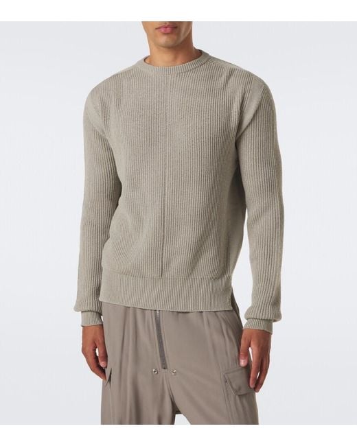 Rick Owens Gray Ribbed-Knit Virgin Wool Sweater for men