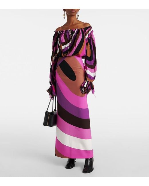 Emilio Pucci Pink Printed Viscose Long-Sleeve Top