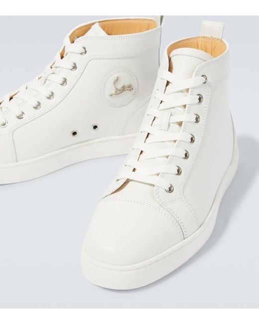 Christian Louboutin White Louis Leather High-Top Sneakers for men