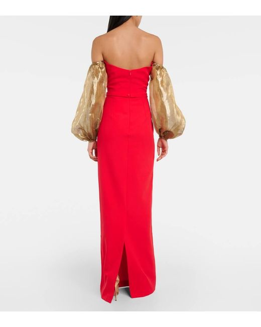 Safiyaa Red Off-Shoulder-Robe Auriel Aus Crepe