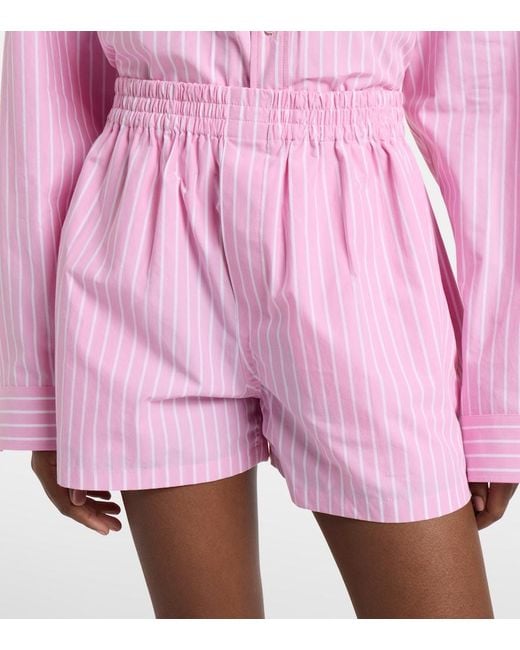 Balenciaga Pink Striped Cotton Poplin Boxers Shorts