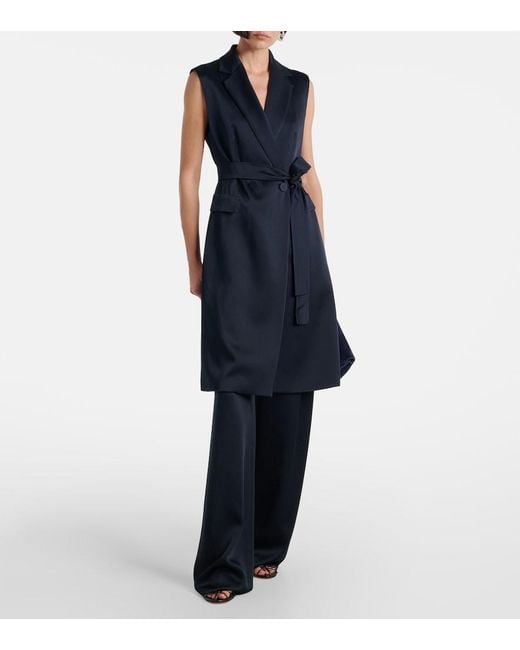 Chaleco Afgano De Saten Con Cinturon Max Mara de color Blue