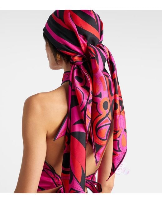 Emilio Pucci Red Iride Silk Twill Scarf