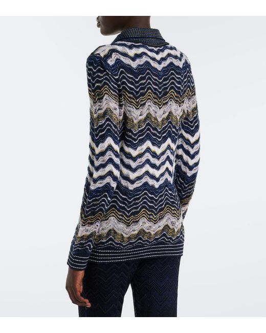 Missoni Blue Zigzag Wool-Blend Sweater