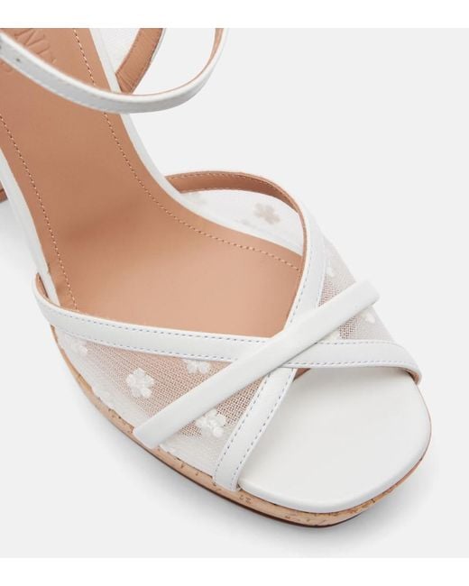 Malone Souliers White Sylvie 125 Leather-Trimmed Platform Sandals