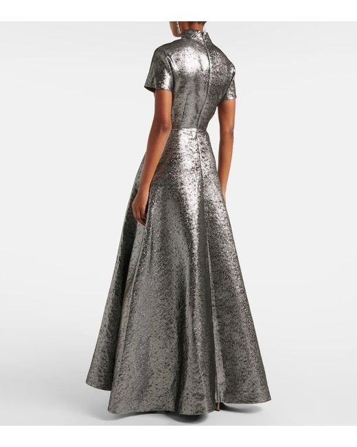 Emilia Wickstead Gray Robe Malinda Aus Jacquard