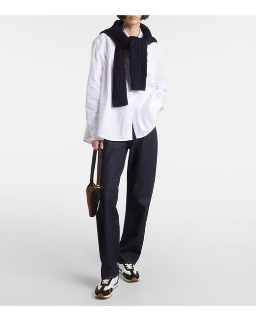 Totême  White Suede-Trimmed Sneakers