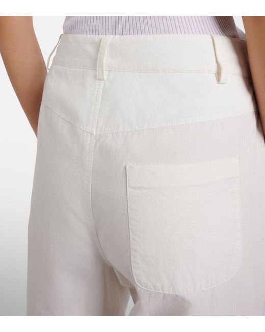 The Row White Fael Cotton Poplin Straight Pants