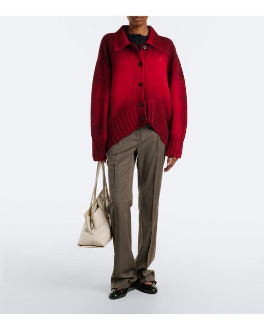The Attico Red Ombre Oversized Wool And Cashmere Cardigan