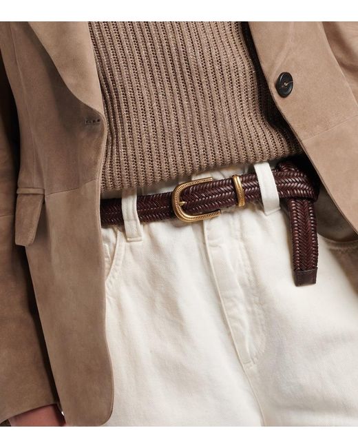 Brunello Cucinelli Brown Braided Leather Belt