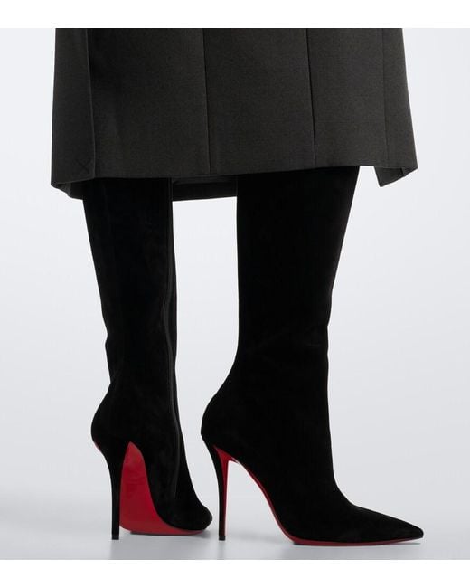 Christian Louboutin Black Miss Z Suede Knee-High Boots