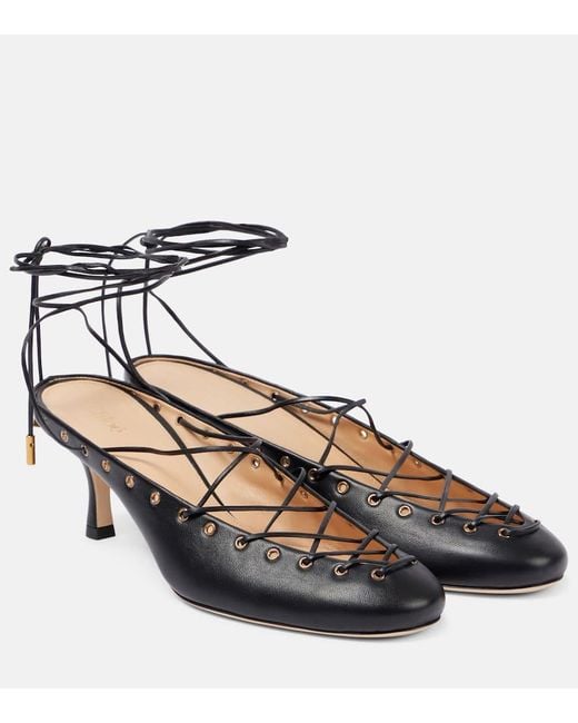 Chloé Metallic Ghillies Leather Lace-Up Pumps