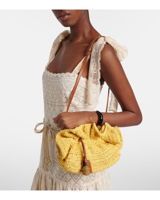 Aquazzura Yellow Paradise Raffia Clutch