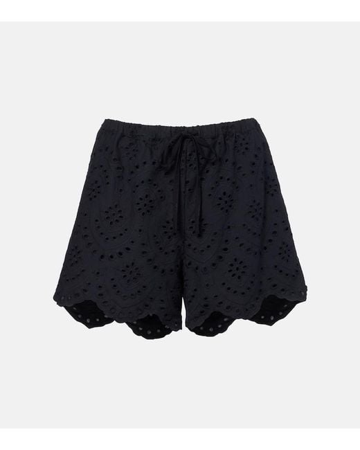 Poupette Blue Cruse Broderie Anglaise Cotton Shorts