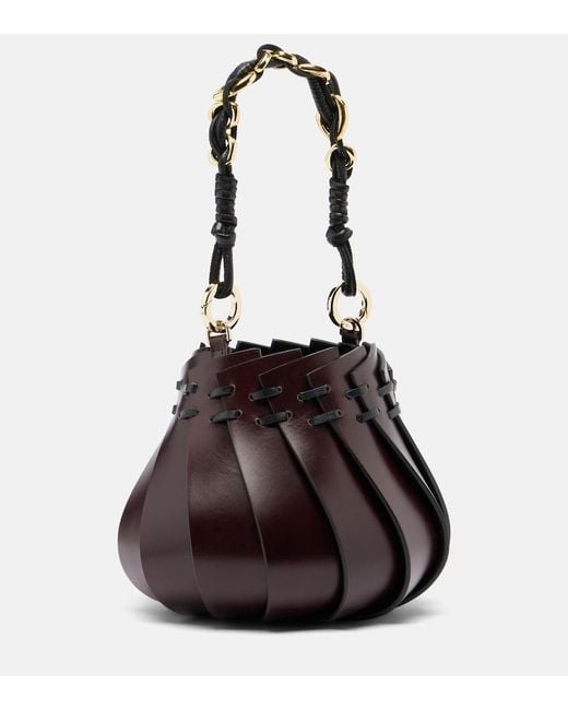 Amanu Brown Burundi Mini Leather Bucket Bag