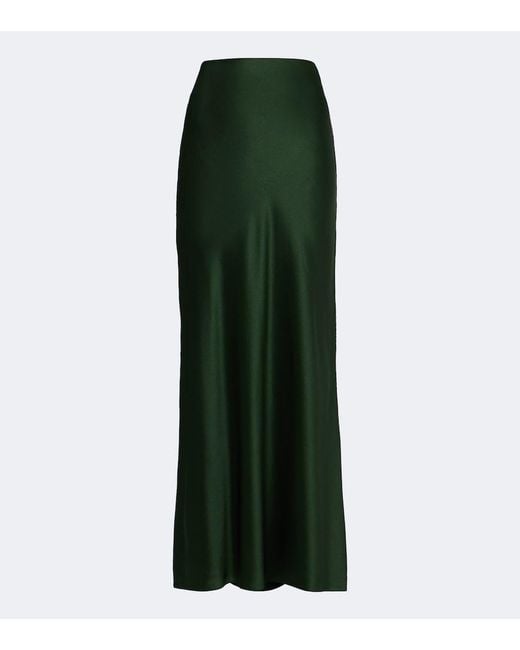 The Sei Green Silk Satin Maxi Skirt