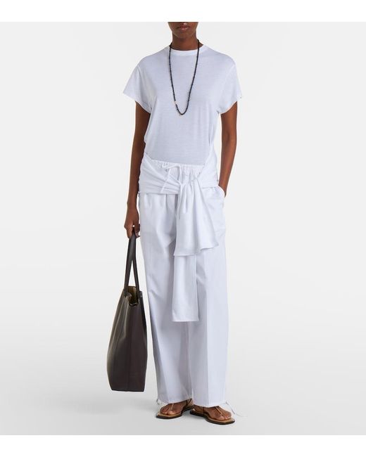 Totême White Cotton Poplin Wide-Leg Pants