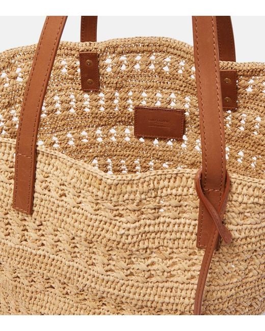 Saint Laurent Natural Panier Medium Raffia Basket Bag