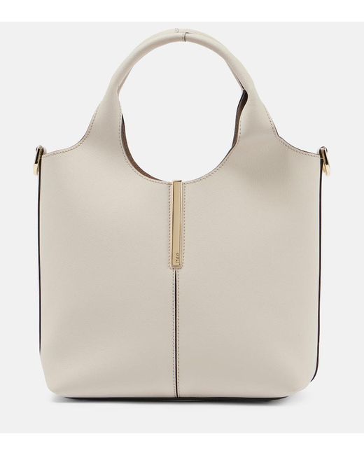 Tod's Gray Leather Tote Bag