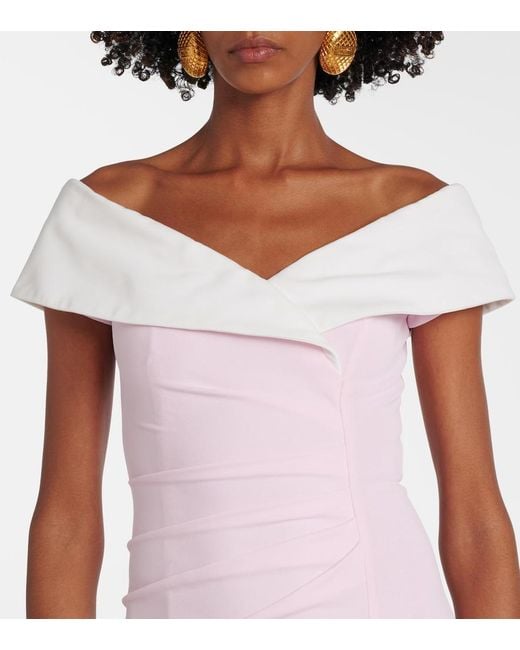 Balmain Pink Draped Off-Shoulder Jersey Gown