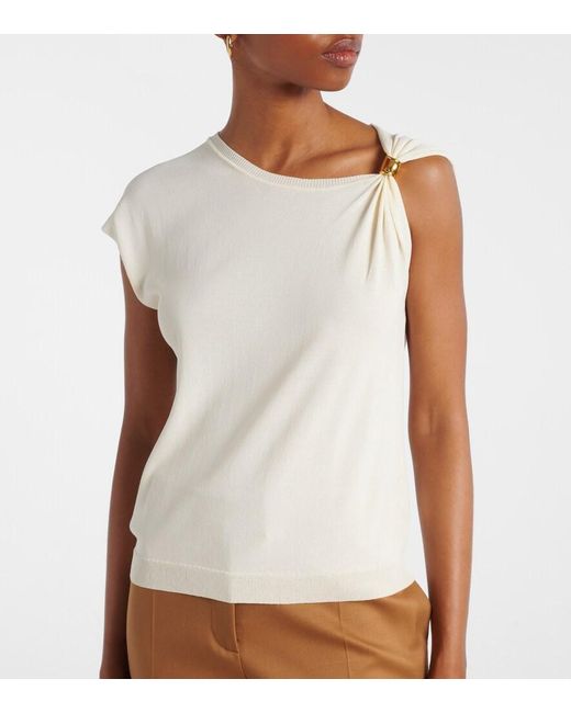 Altuzarra White Asymmetrical Jersey Top